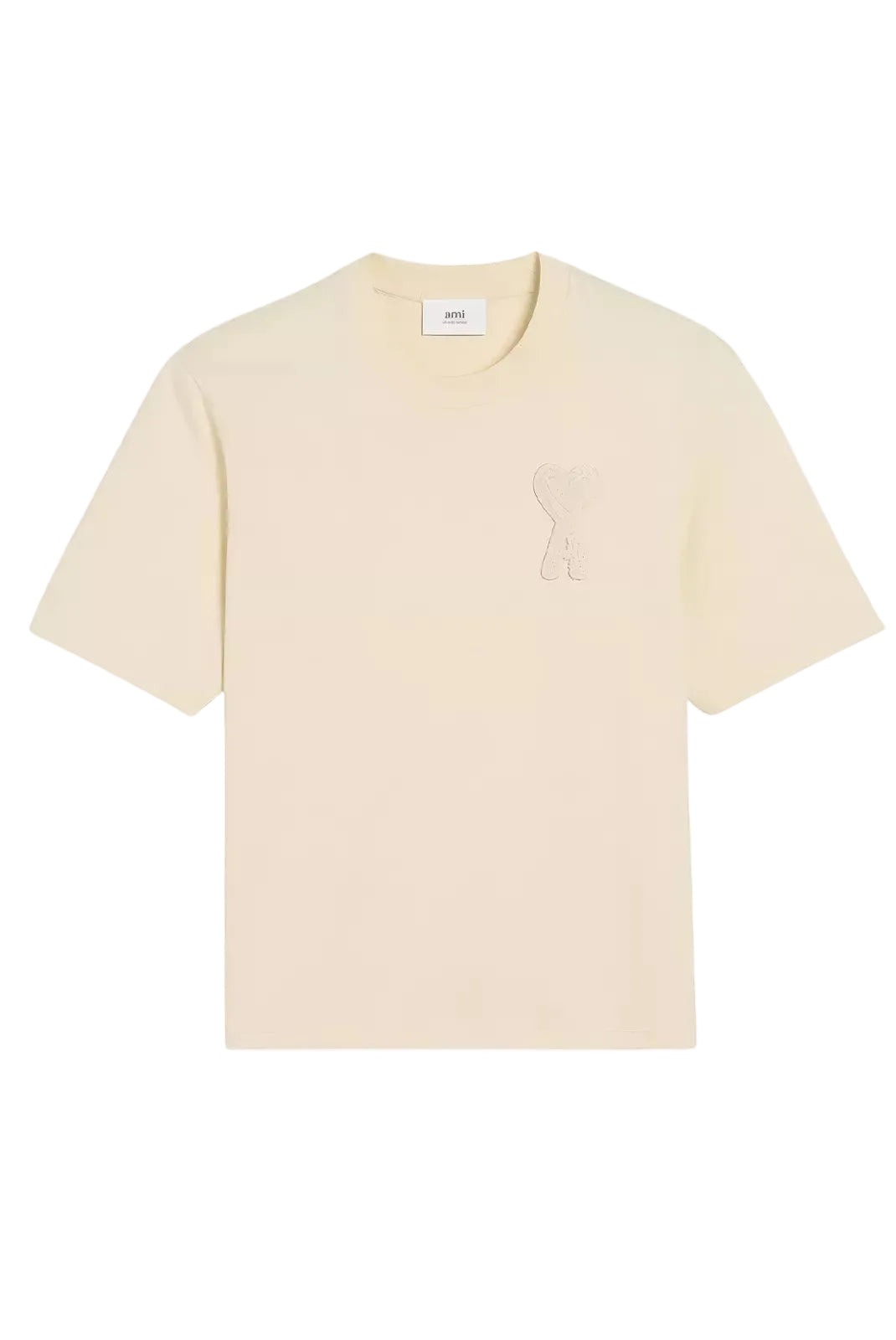 t shirt ami paris beige coeur ton sur ton homme