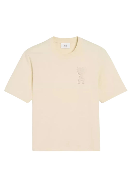 t shirt ami paris beige coeur ton sur ton homme