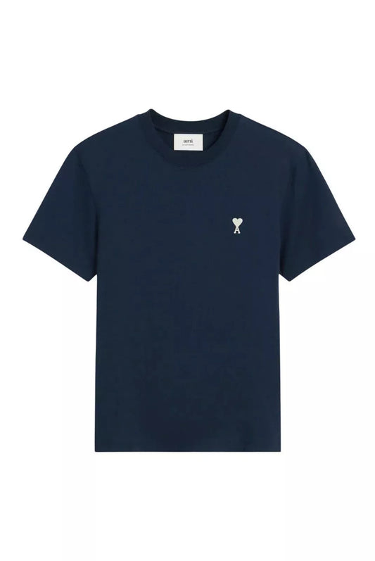 t shirt ami paris bleu nuit coeur ami brodé blanc