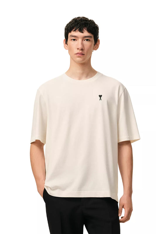 t shirt ami paris homme blanc crème vue face