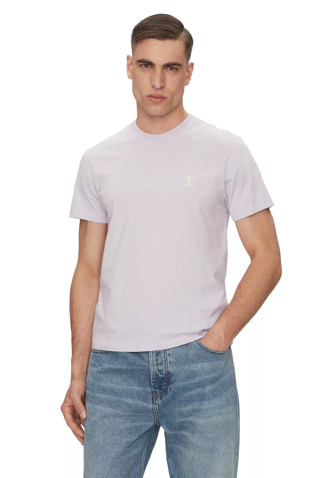 t shirt ami paris lilas coeur ami brodé blanc