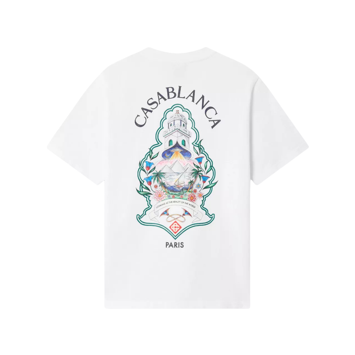 t-shirt casablanca homme blanc hotel emblem imprimé dos