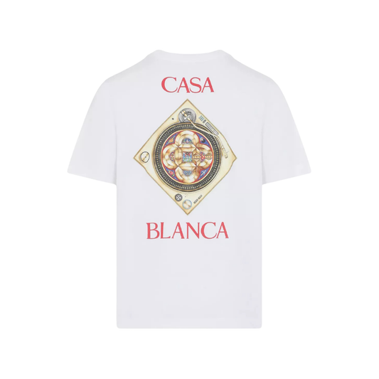 t-shirt casablanca homme blanc plafond orné de musique imprimé dos