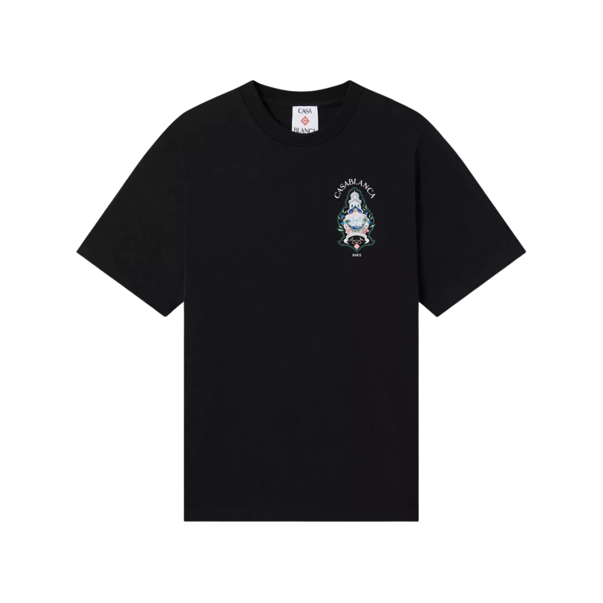 t-shirt casablanca homme noir hotel emblem vue face