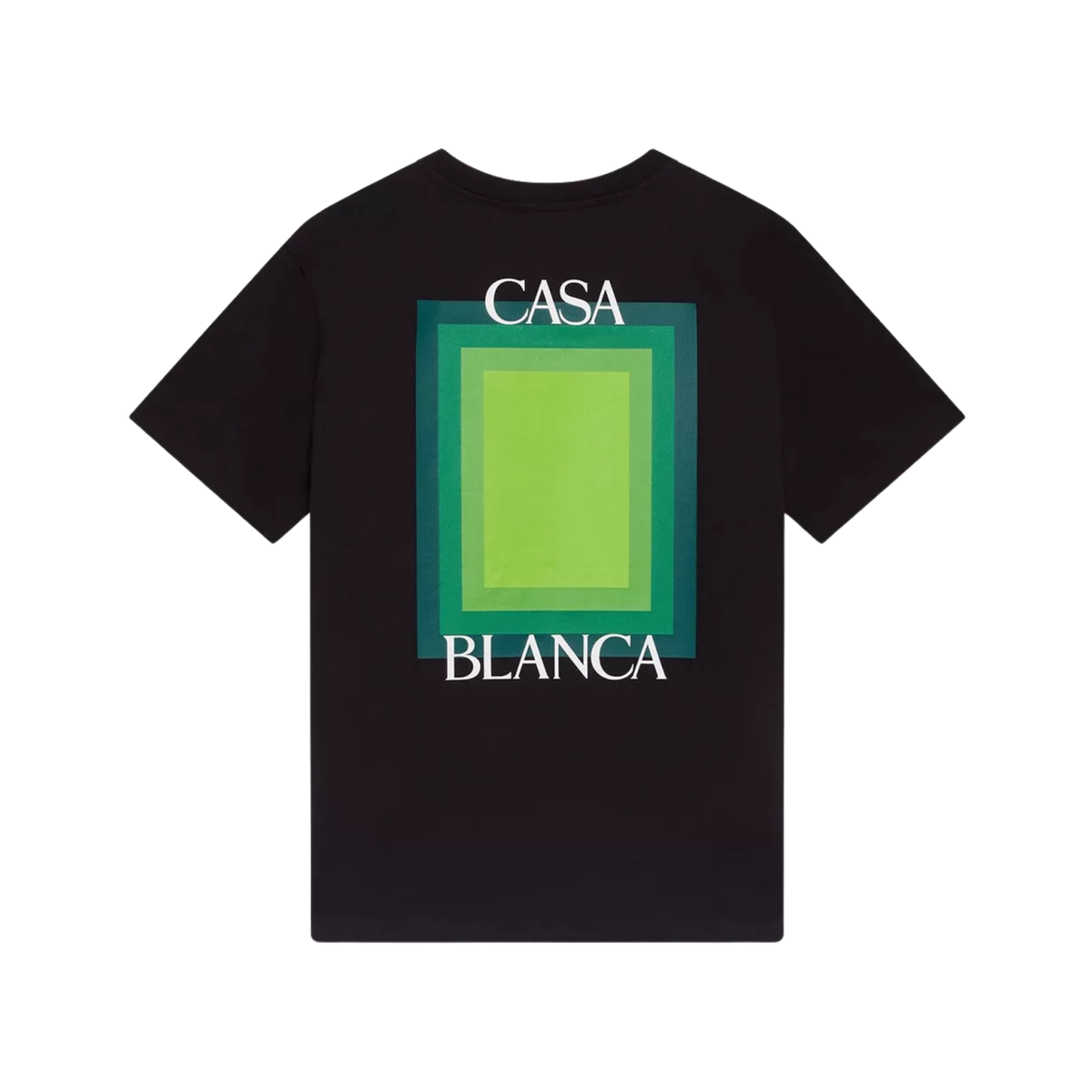 t-shirt casablanca homme noir square logo vert imprimé dos