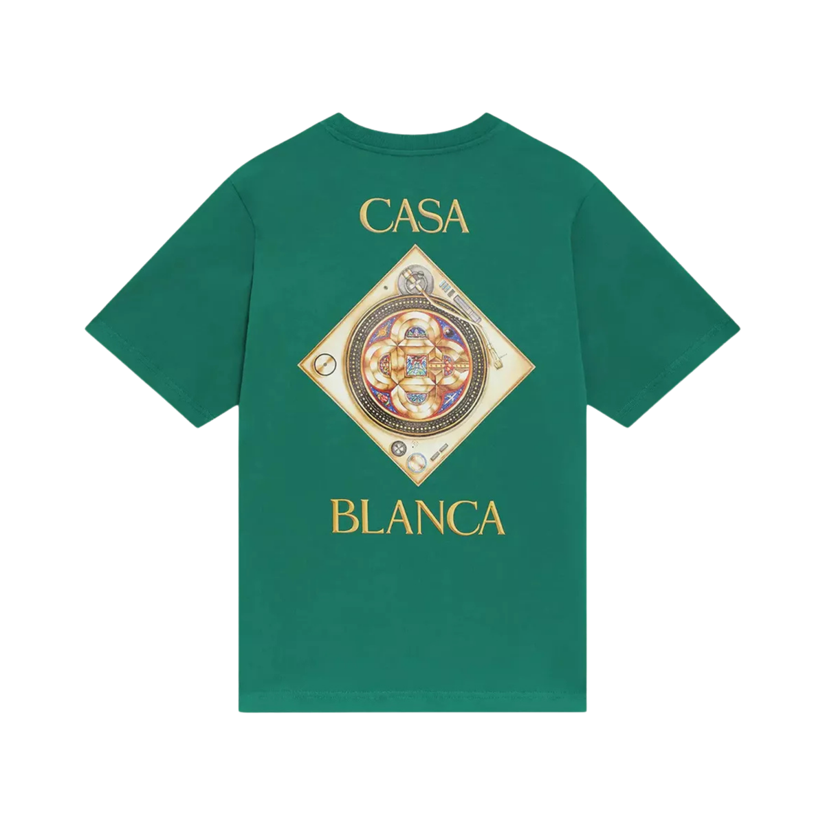 t-shirt casablanca homme vert plafond orné de musique imprimé dos