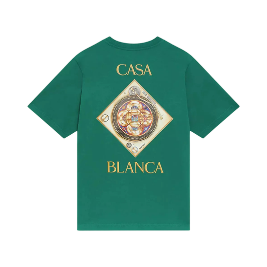 t-shirt casablanca homme vert plafond orné de musique imprimé dos