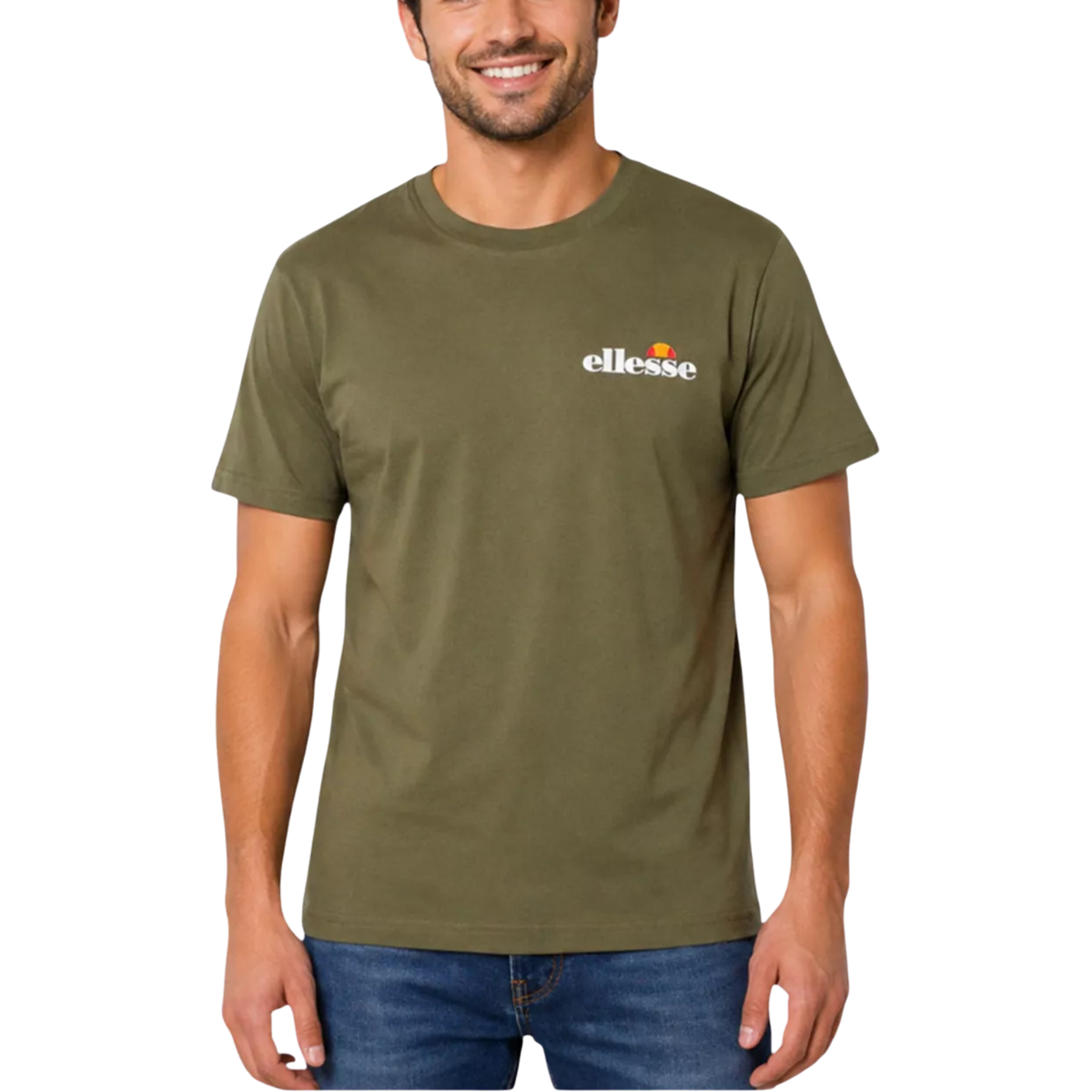 t-shirt ellesse homme kaki logo signature porté vue avant