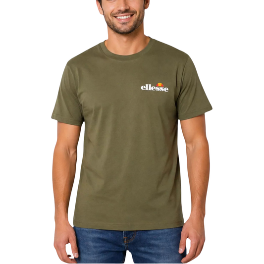 t-shirt ellesse homme kaki logo signature porté vue avant
