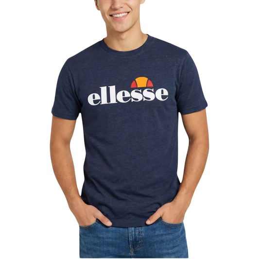 t-shirt ellesse homme marine big logo porté vue avant