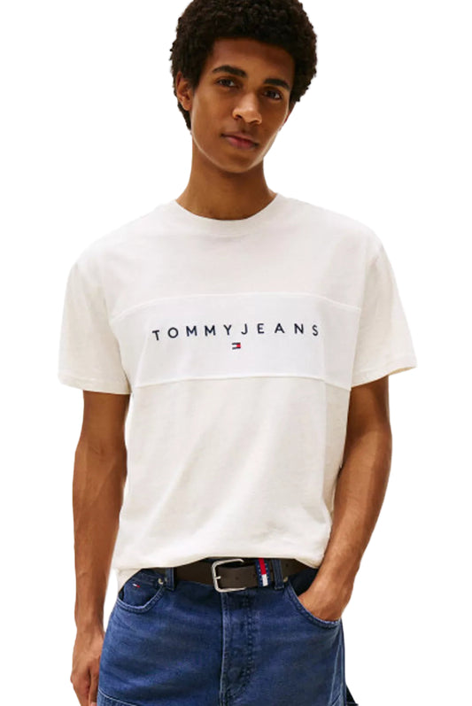 T-shirt homme Tommy Jeans beige écru avec logo imprimé sur la poitrine