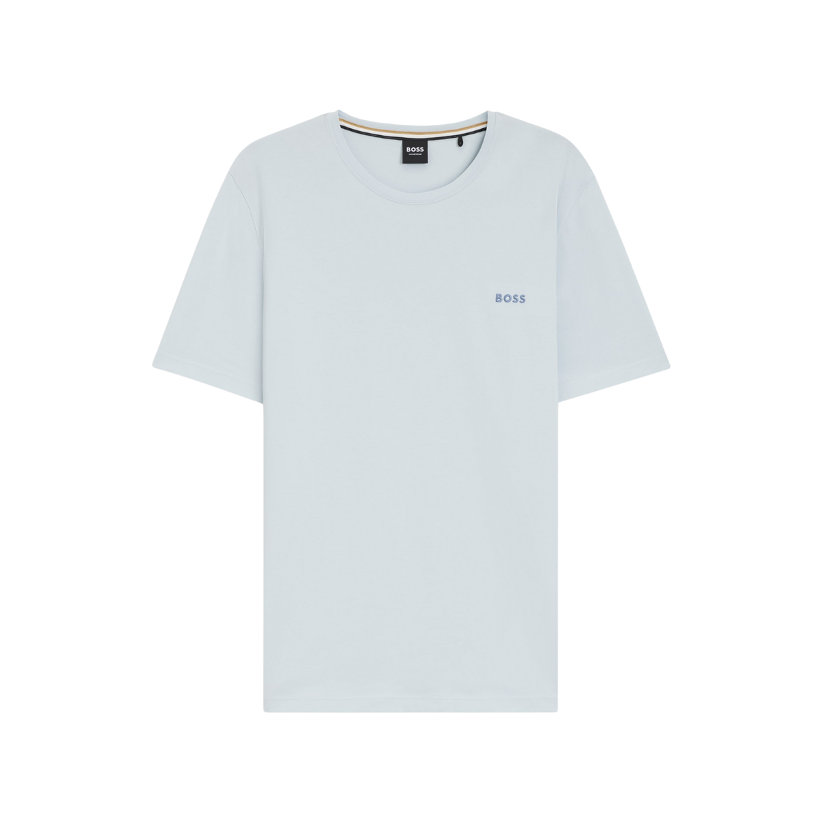 t-shirt hugo boss homme bleu clair avec logo brodé vue de face