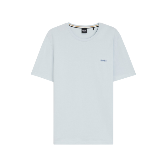 t-shirt hugo boss homme bleu clair avec logo brodé vue de face