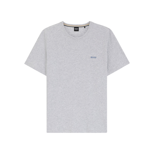 t-shirt hugo boss homme gris chiné avec logo brodé vue de face
