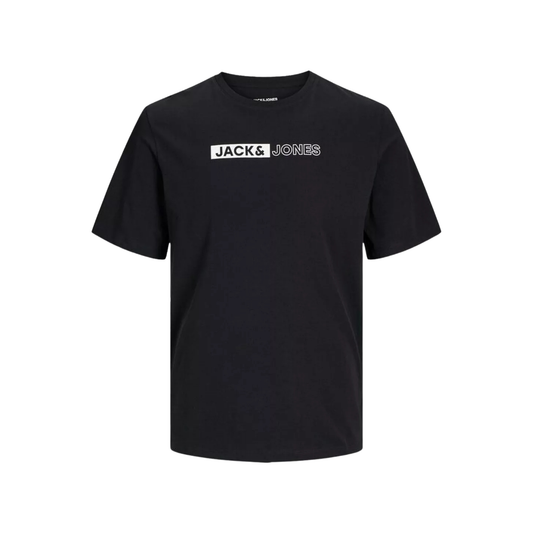 t-shirt jack and jones homme noir logo block vue avant