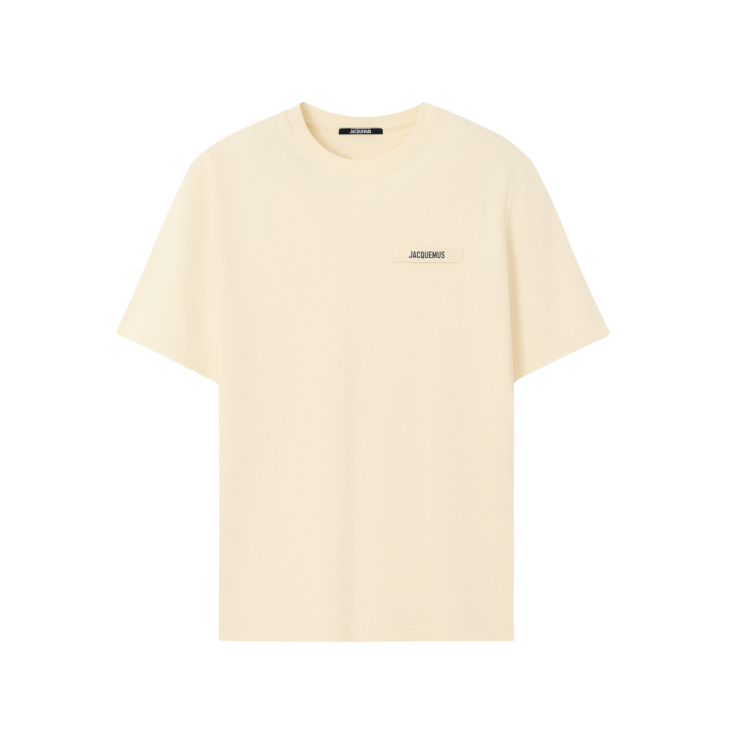 t-shirt jacquemus gros grain beige ruban logo brodé face