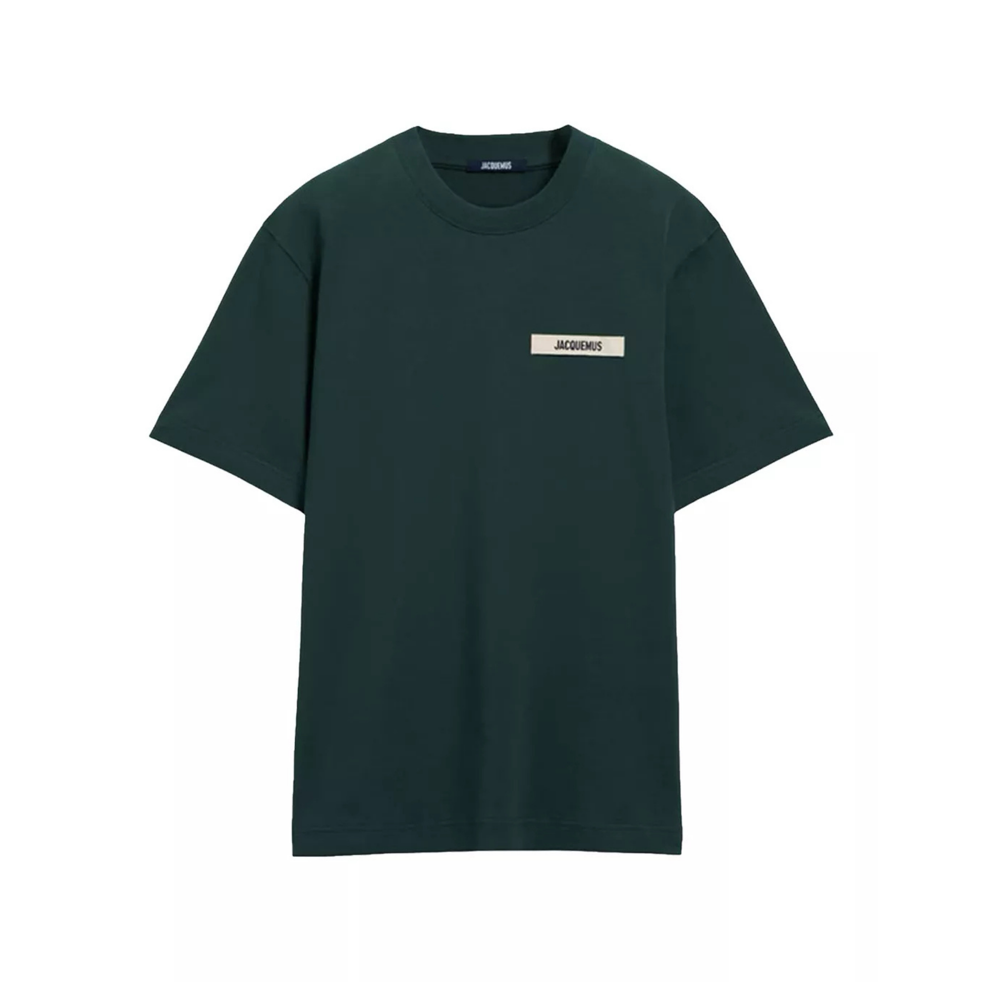 t-shirt jacquemus gros grain vert foncé ruban logo brodé face