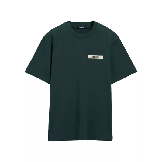 t-shirt jacquemus gros grain vert foncé ruban logo brodé face