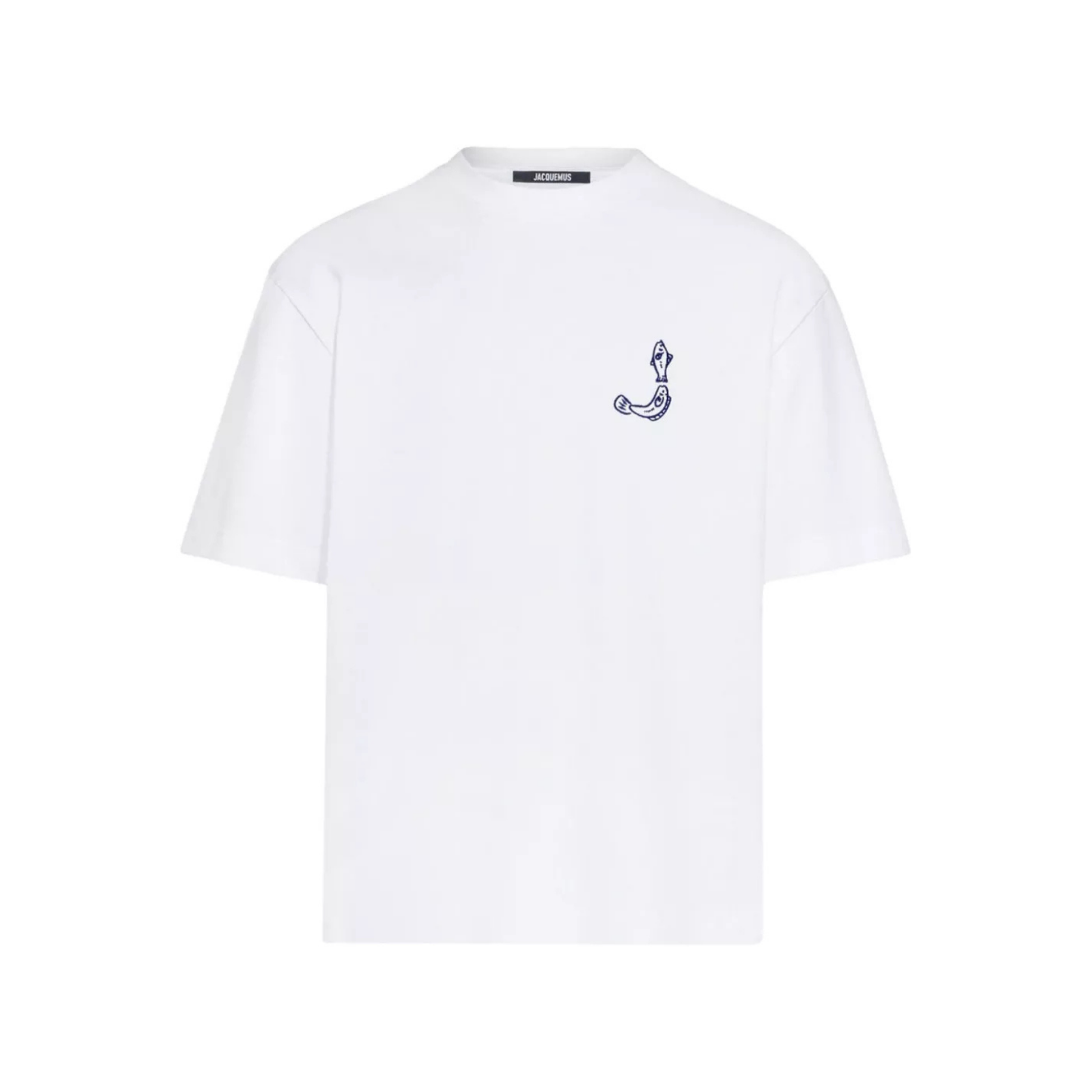 t-shirt jacquemus le merù blanc logo brodé face