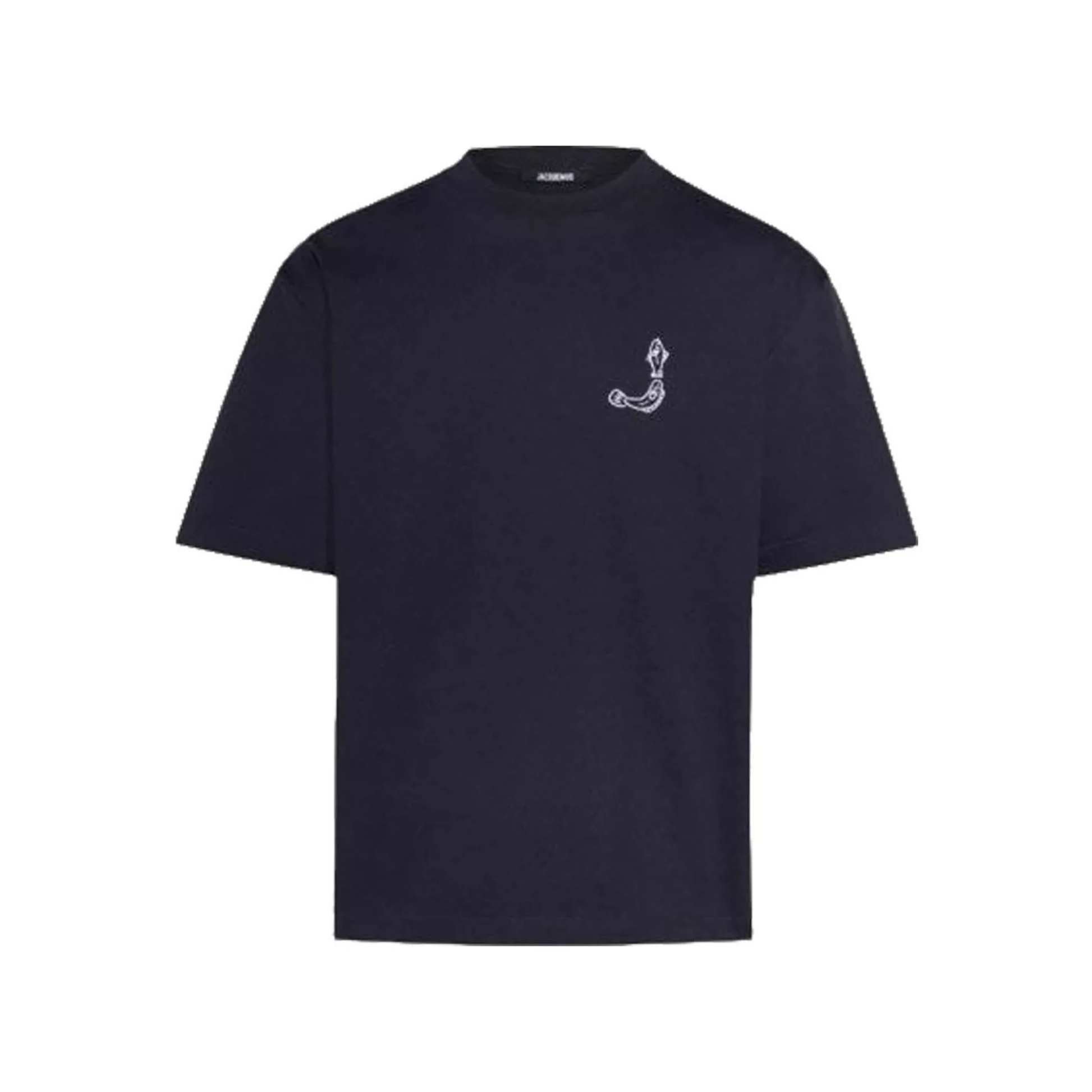 t-shirt jacquemus le merù navy logo brodé face