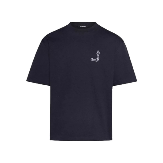 t-shirt jacquemus le merù navy logo brodé face