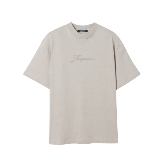 t-shirt jacquemus pigmento beige signature brodée face