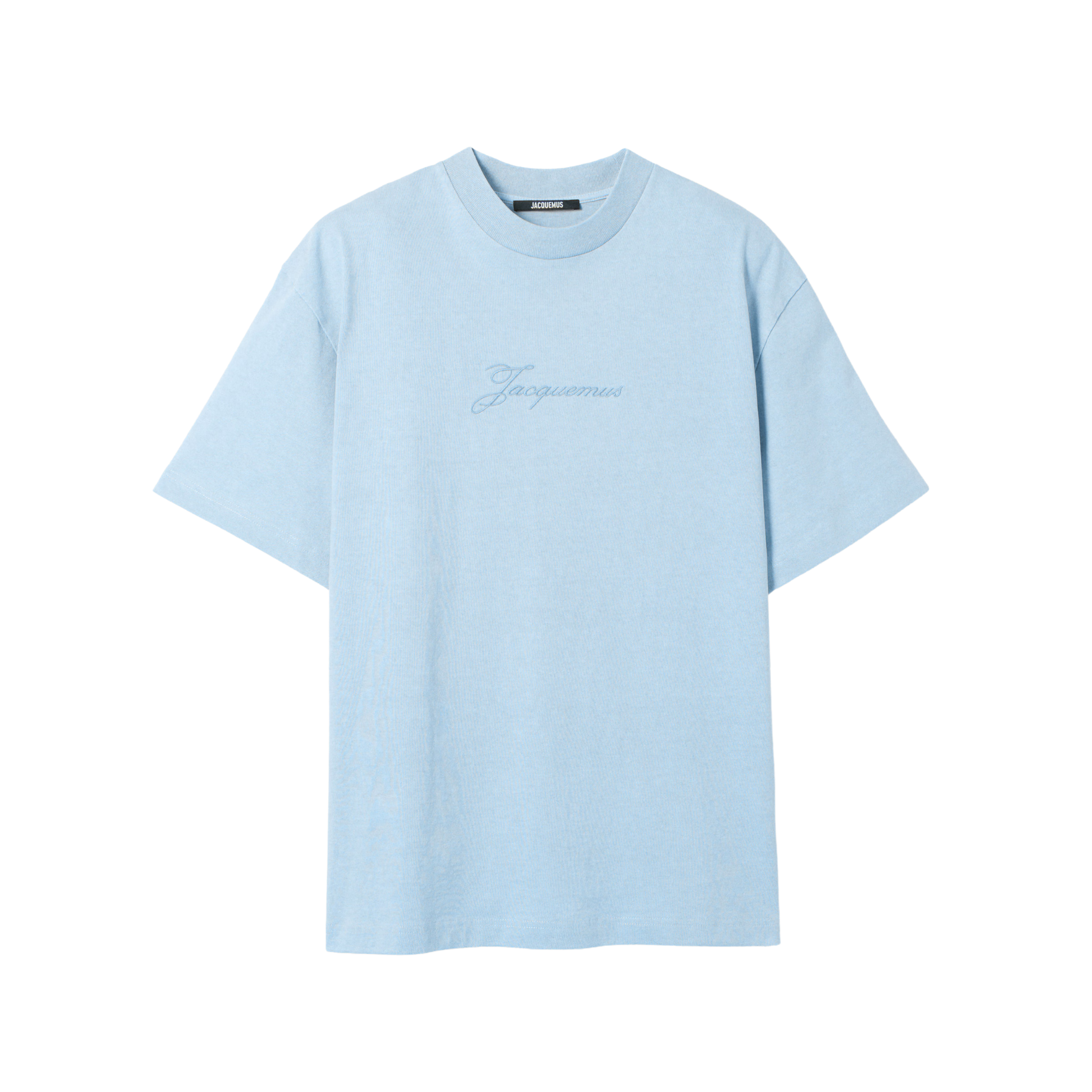 t-shirt jacquemus pigmento bleu signature brodée face