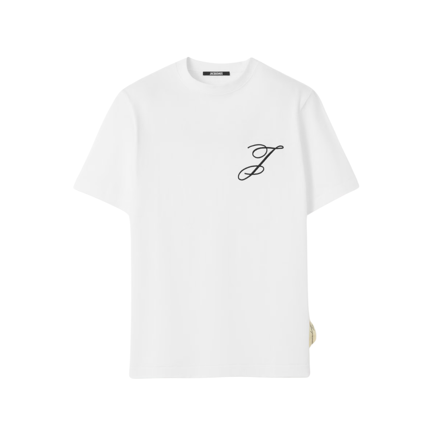 t-shirt jacquemus signature blanc logo j brodé face