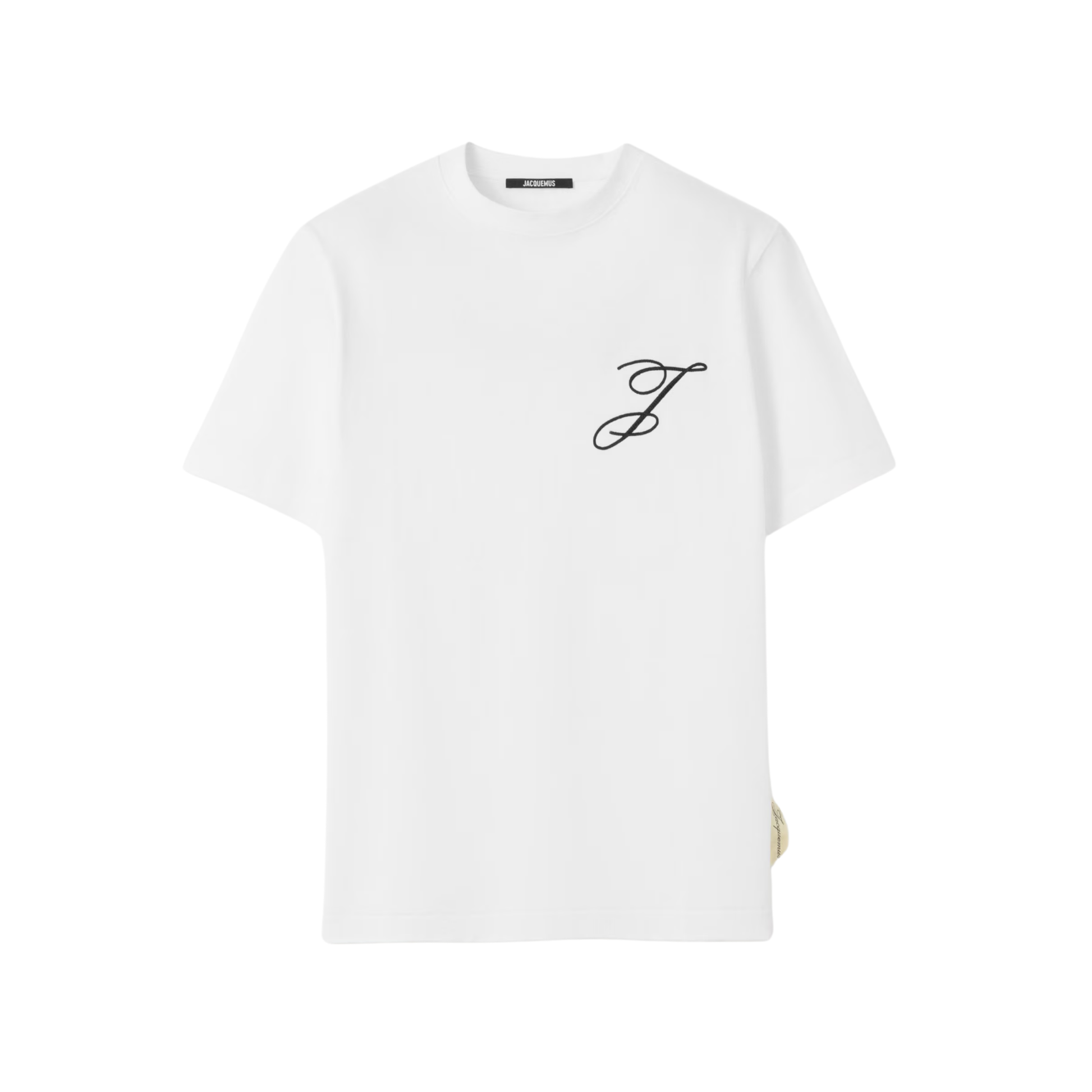 t-shirt jacquemus signature blanc logo j brodé face