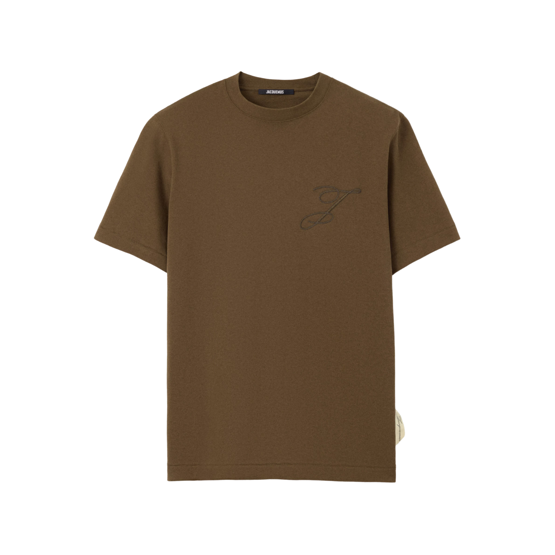 t-shirt jacquemus signature khaki logo j brodé face