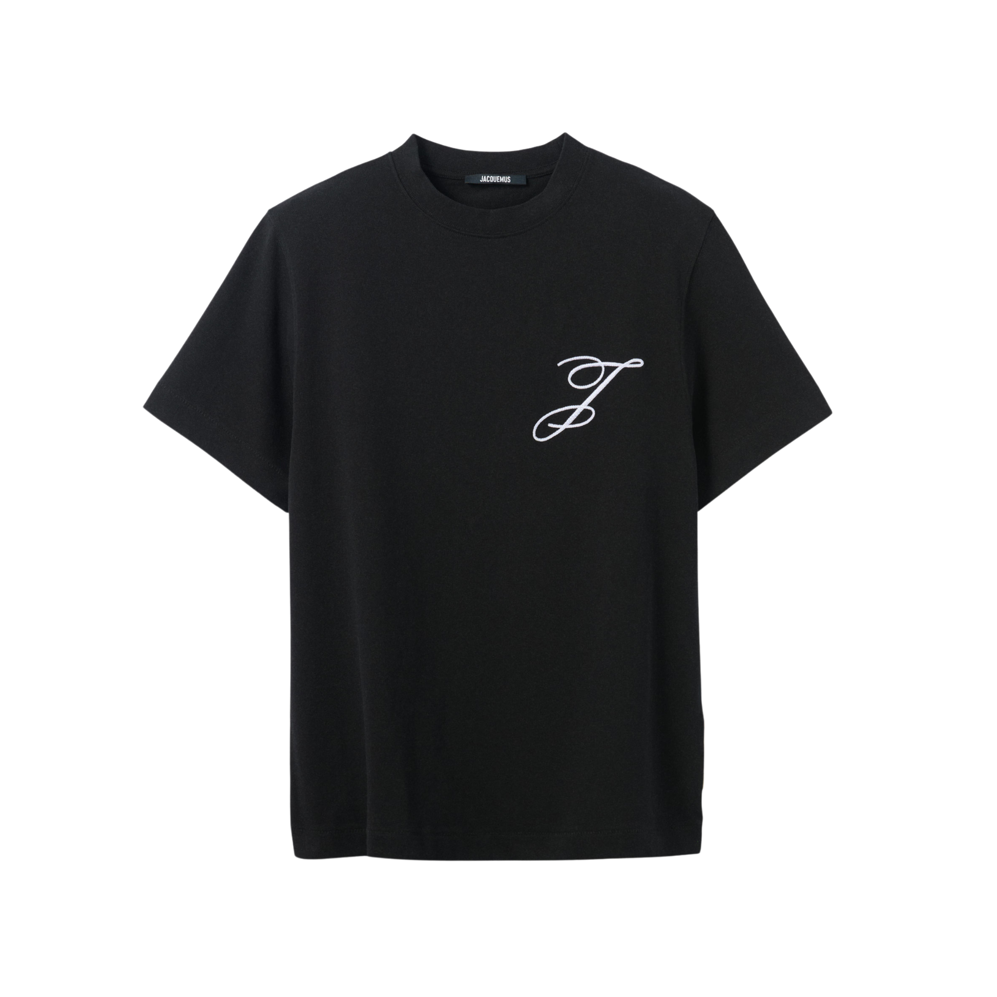 t-shirt jacquemus signature noir logo j brodé face