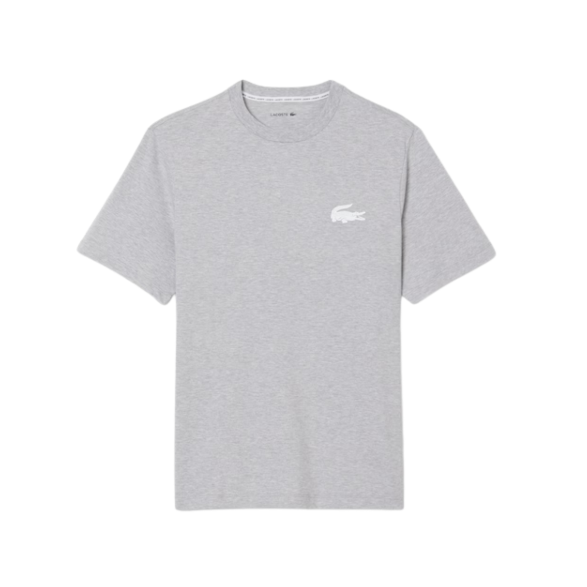 t-shirt lacoste homme gris chiné col rond vue de face
