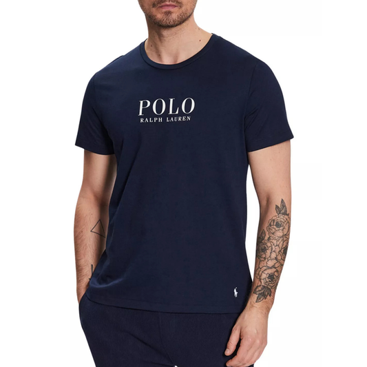 t-shirt ralph lauren homme bleu big polo porté de face
