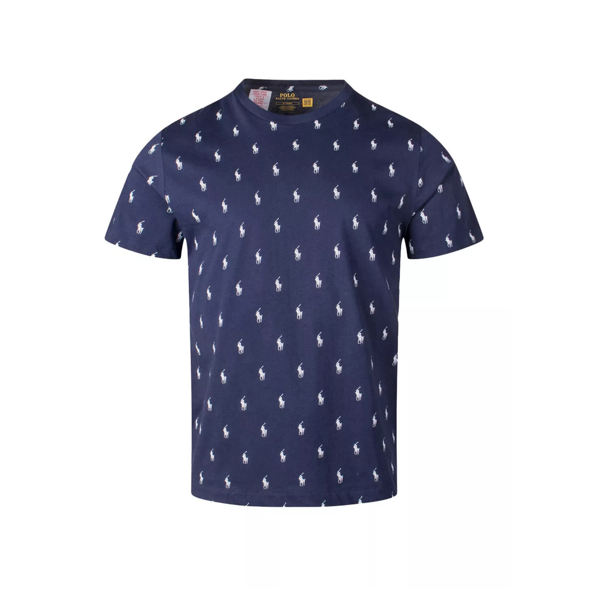 t-shirt ralph lauren homme navy logo all over vue de face