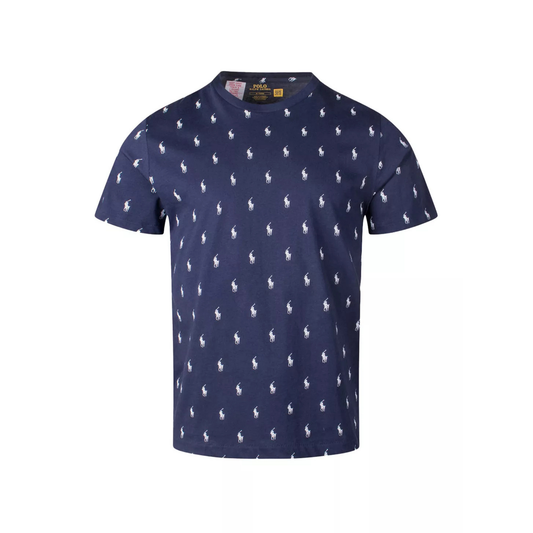 t-shirt ralph lauren homme navy logo all over vue de face