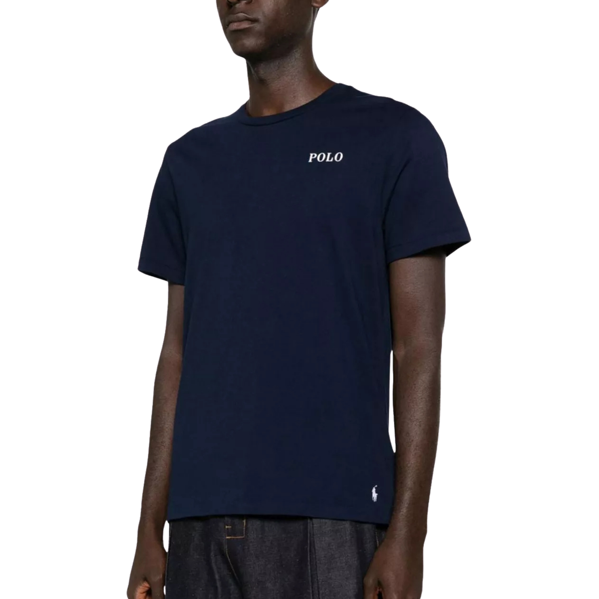 t-shirt ralph lauren homme navy logo polo cœur porté de face