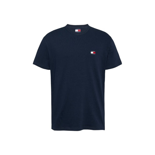 T-shirt Tommy Jeans homme bleu marine avec logo flag brodé sur la poitrine vue de face