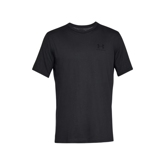 t-shirt under armour homme noir logo gauche vue face