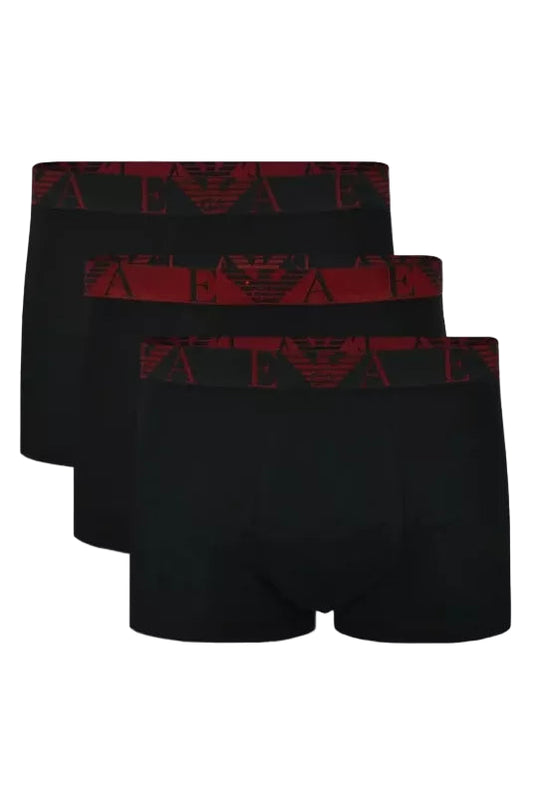 Tripack boxers Emporio Armani noir – ceinture logo rouge EA – vue de face