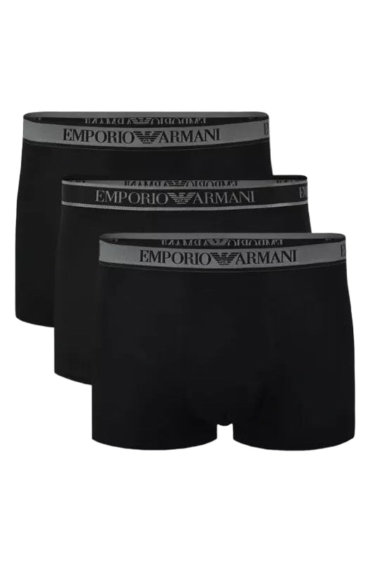 Tripack boxers Emporio Armani noir – ceinture logo gris – vue de face