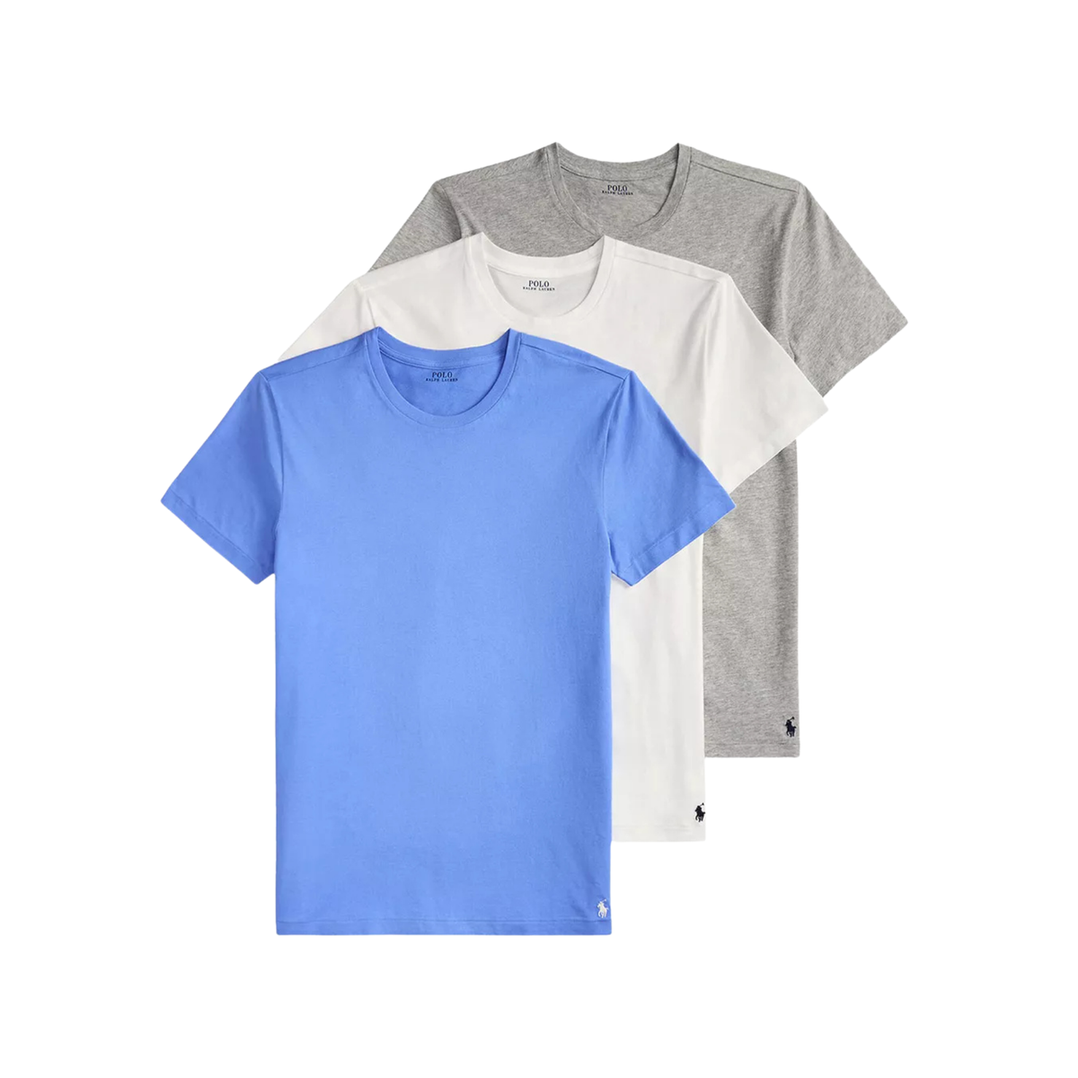 tripack t-shirts ralph lauren homme gris blanc bleu col rond