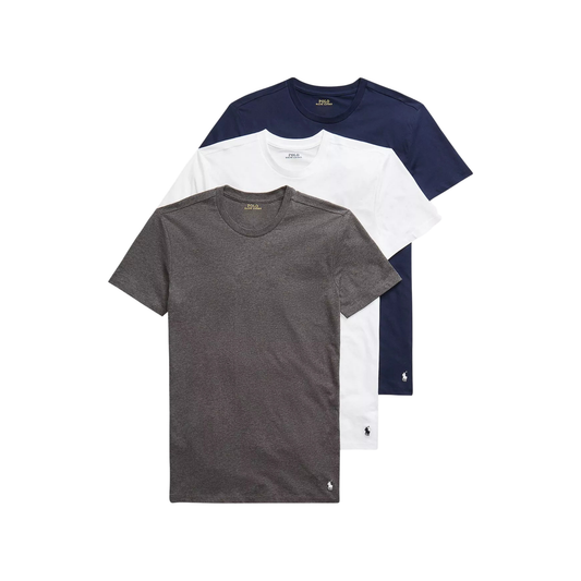 tripack t-shirts ralph lauren homme navy blanc gris col rond