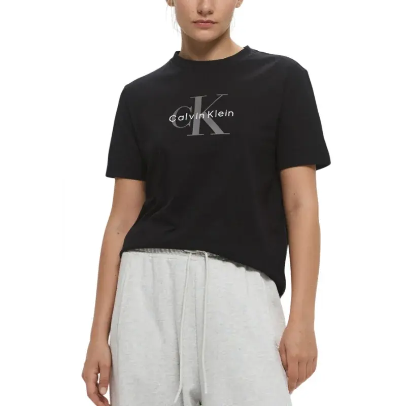 T shirt Calvin Klein femme noir avec logo CK, vue face