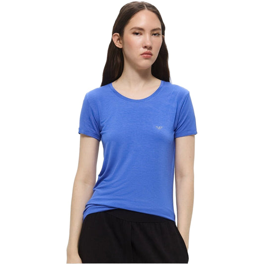 T-shirt Emporio Armani femme bleu avec logo sur poitrine