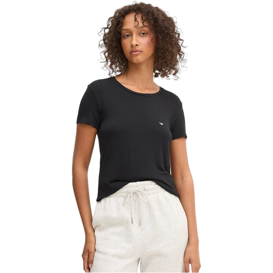 T-shirt Emporio Armani femme noir avec logo sur poitrine
