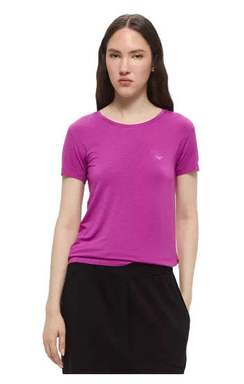 T-shirt Emporio Armani femme rose avec logo discret sur poitrine