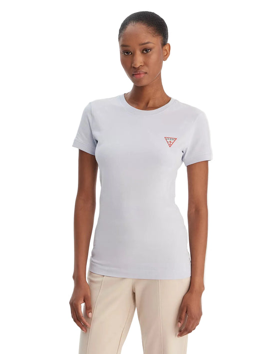 T-shirt Guess femme Airway Blue col rond porté de face