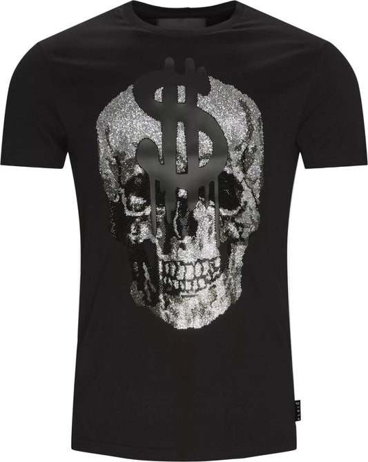 T-shirt Philipp Plein noir logo skull strass