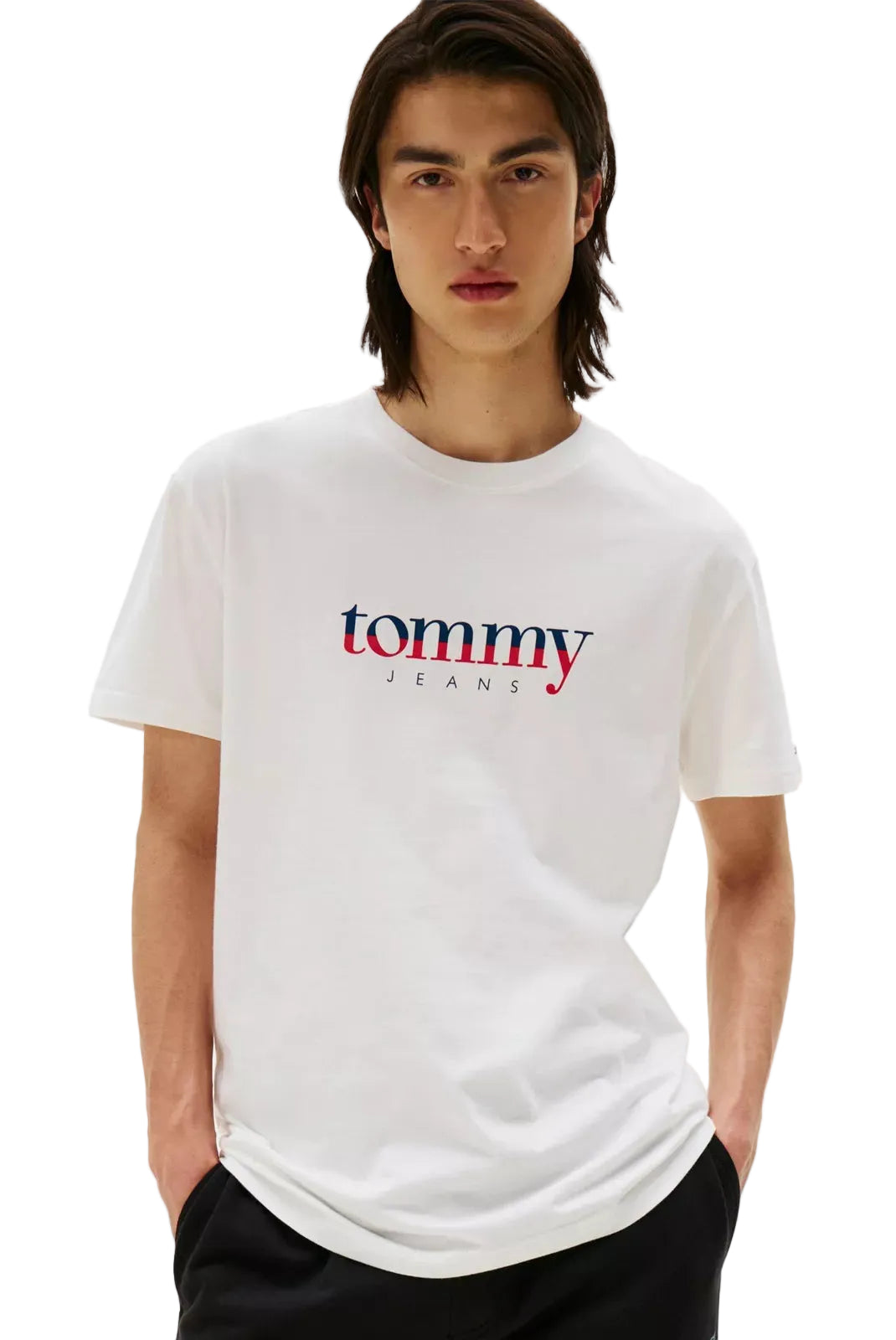 T-shirt Tommy Jeans homme écru avec logo central imprimé