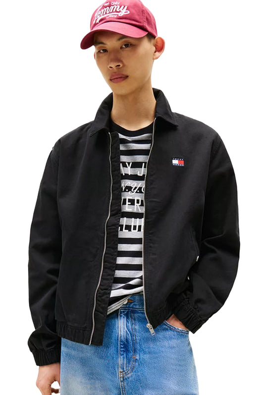 Veste homme Tommy Jeans noire zippée avec logo brodé sur la poitrine